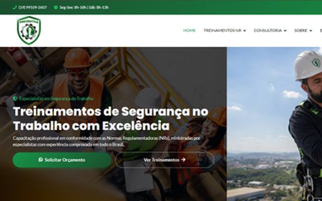 Captura do site Preventiva Treinamentos